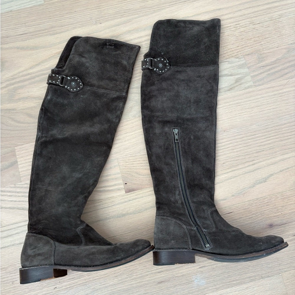 Frye Stylish Gray Suede Knee-High Boots